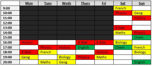 Exam Revision Timetable